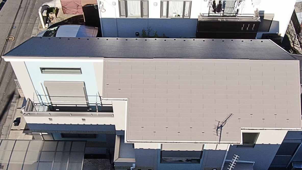 横浜市緑区屋根塗装施工後サーモアイクールローズブラウン